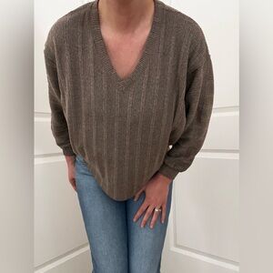 Blu Pepper V-Neck Sweater in Rich Brown